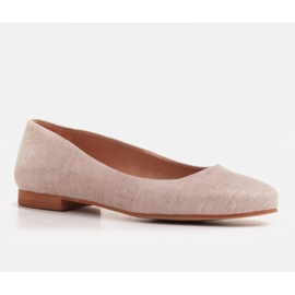 Marco Shoes Beige Lederballerinas mit Metallic-Akzent 1