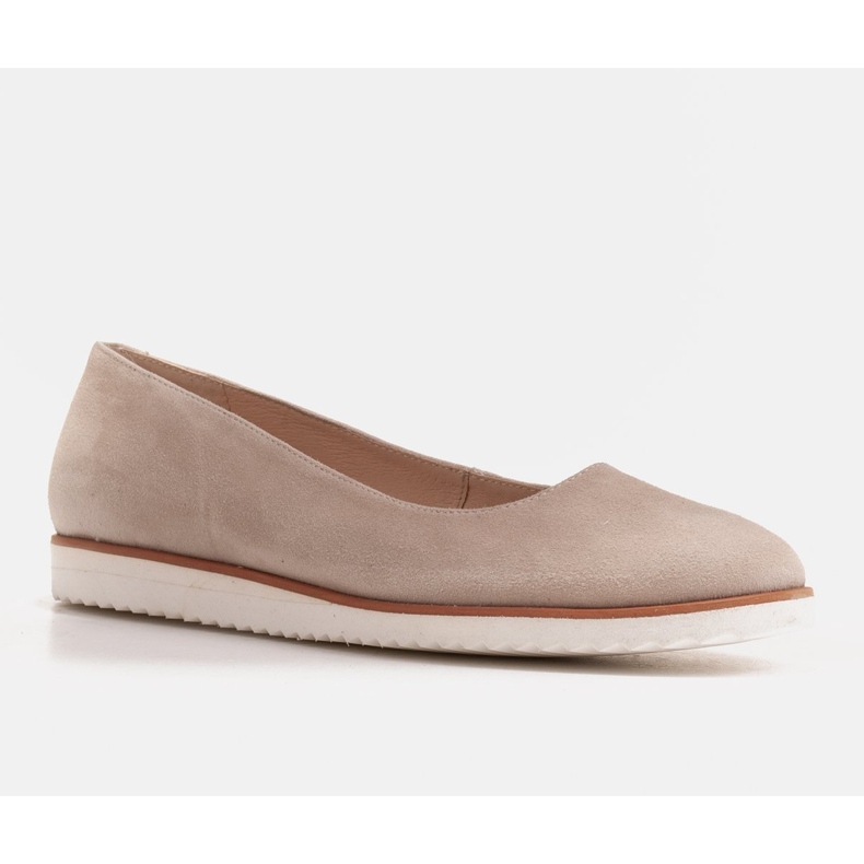 Marco Shoes Leichte Damen Ballerinas aus naturbelassenem Veloursleder mit sportlicher Sohle beige 1