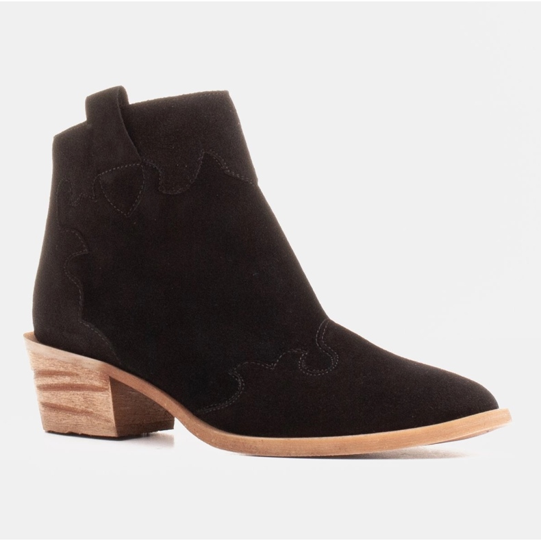 Marco Shoes Elegante Lederstiefelette mit niedrigem Absatz schwarz 2