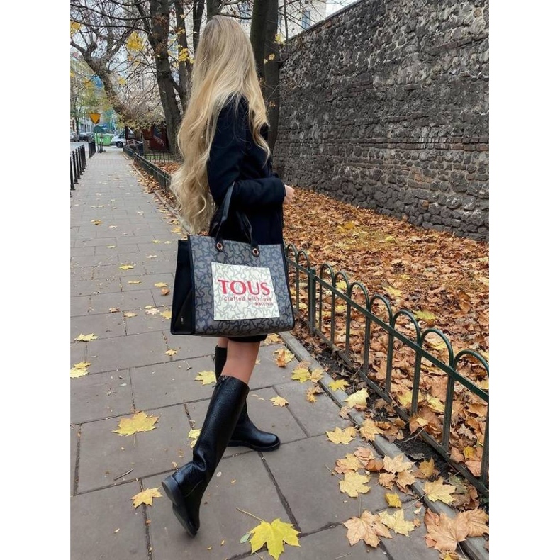 Marco Shoes Hohe flache Stiefel aus naturgeprägtem Leder schwarz 1