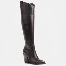 Marco Shoes Hohe Stiefel für Damen, Cowboystiefel aus echtem Leder schwarz 1