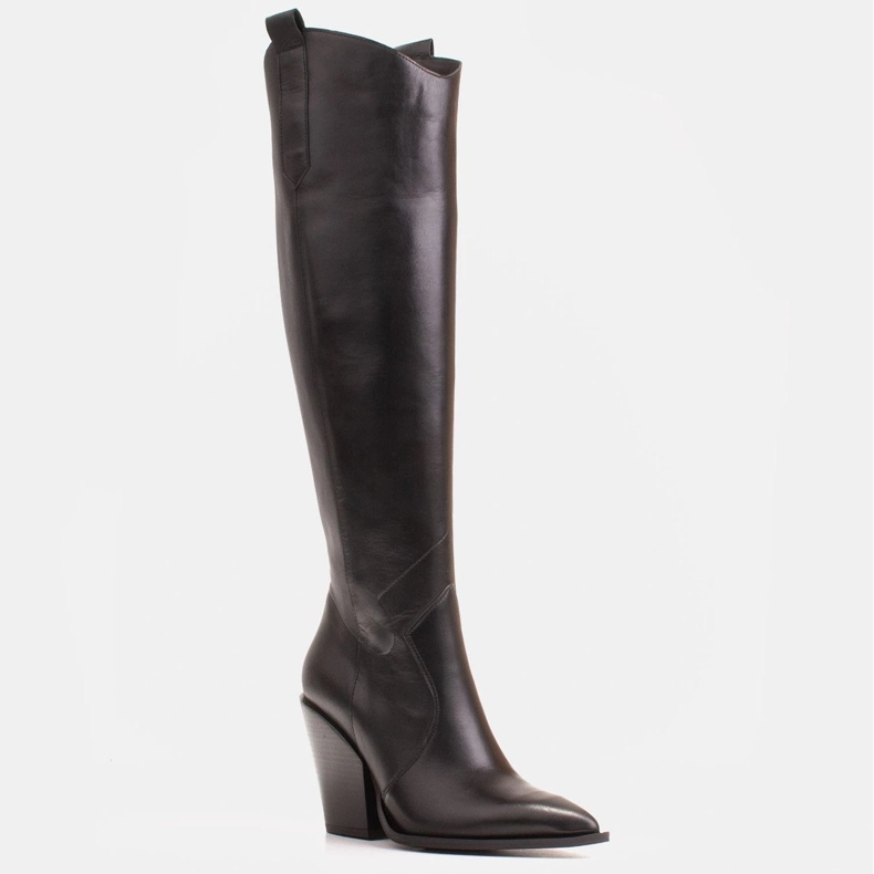 Marco Shoes Hohe Stiefel für Damen, Cowboystiefel aus echtem Leder schwarz 1