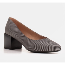 Marco Shoes Damenpumps aus naturbelassenem, weichem Leder mit silbernen Streifen schwarz 1