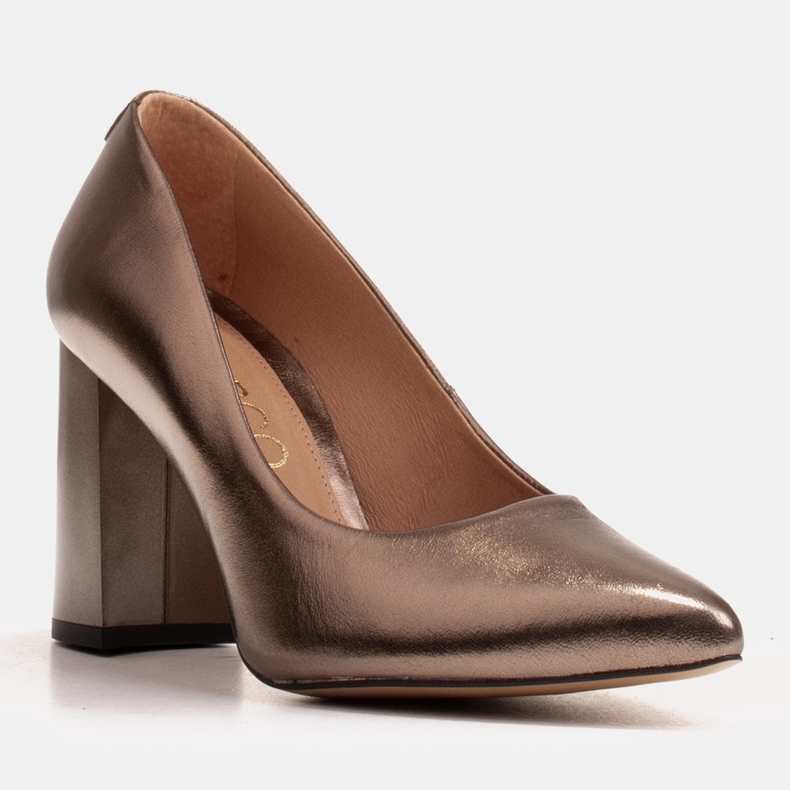 Marco Shoes Braune Damenpumps aus natürlichem Metallic-Leder 1
