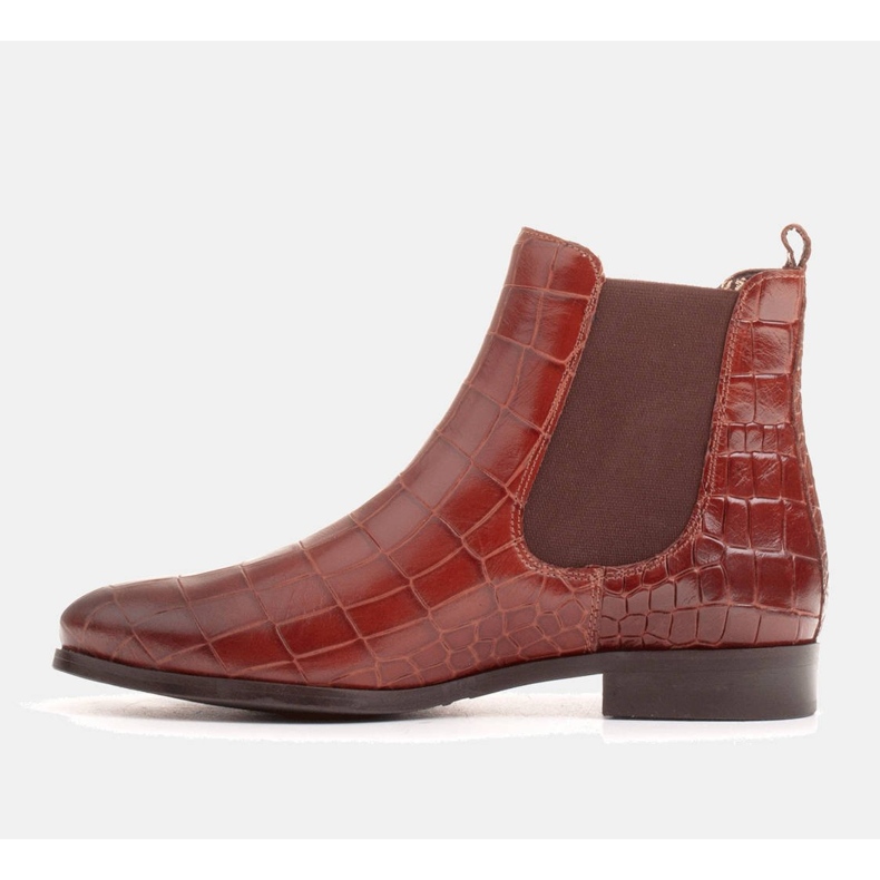 Marco Shoes Flache Lederstiefelette mit elastischem Gummi im Obermaterial braun 2