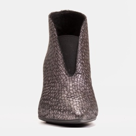 Marco Shoes 1460B schmale graue Lederstiefelette mit Obermaterial aus Gummi 1