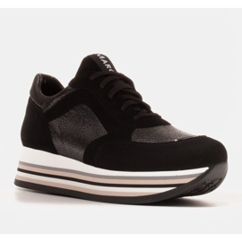 Marco Shoes Leichte Sneaker auf dicker Sohle aus Naturleder schwarz 1