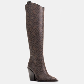 Marco Shoes Hohe Stiefel für Damen, Cowboystiefel aus echtem Leder braun 1