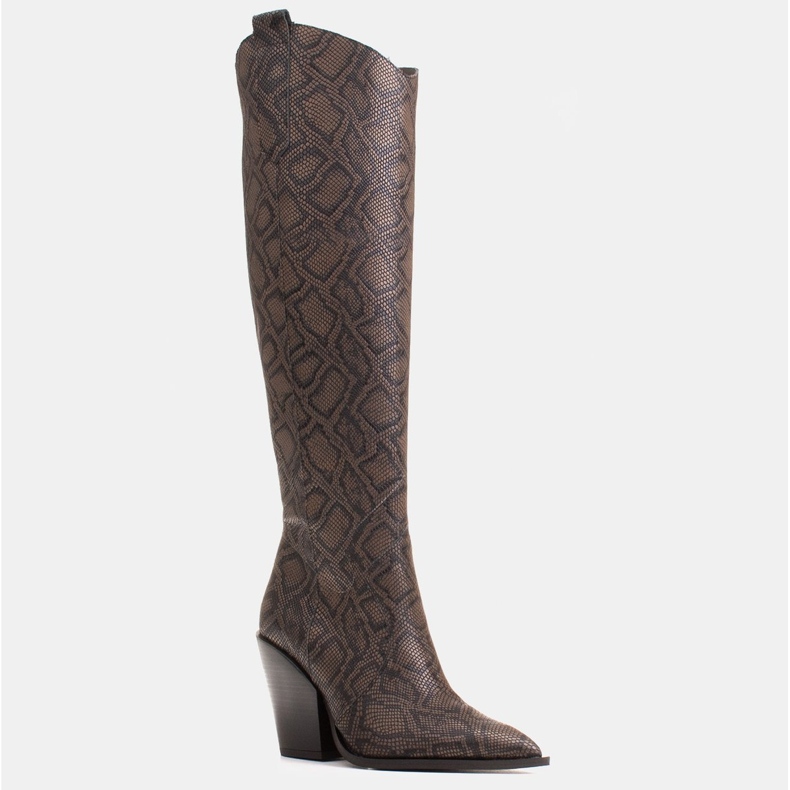 Marco Shoes Hohe Stiefel für Damen, Cowboystiefel aus echtem Leder braun 1