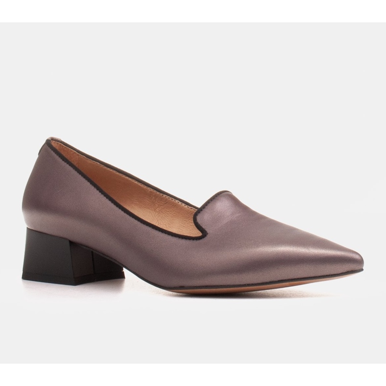 Marco Shoes Damenpumps mit interessantem Leder auf niedrigem Absatz braun 1