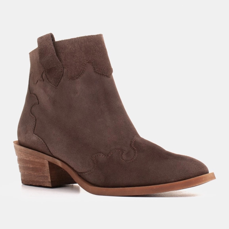 Marco Shoes Braune Cowboystiefel aus echtem Sämischleder ohne Isolierung 1