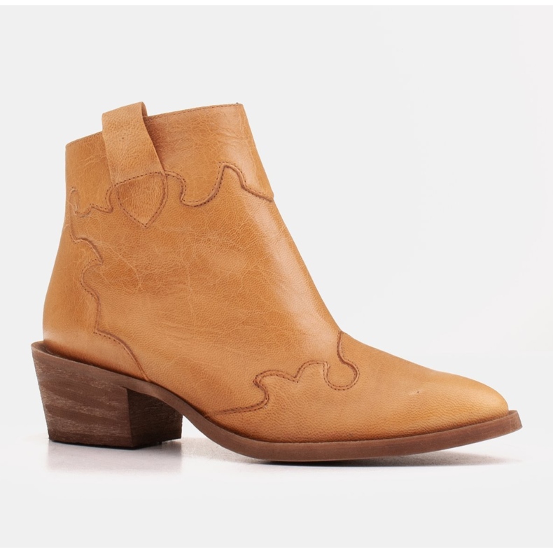 Marco Shoes Gelbe Stiefel aus unregelmäßig zerknittertem Naturleder 1