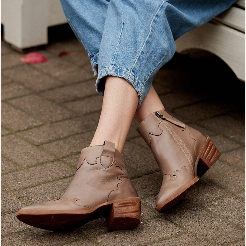 Marco Shoes Beige Stiefel aus naturbelassenem Narbenleder ohne Isolierung 1