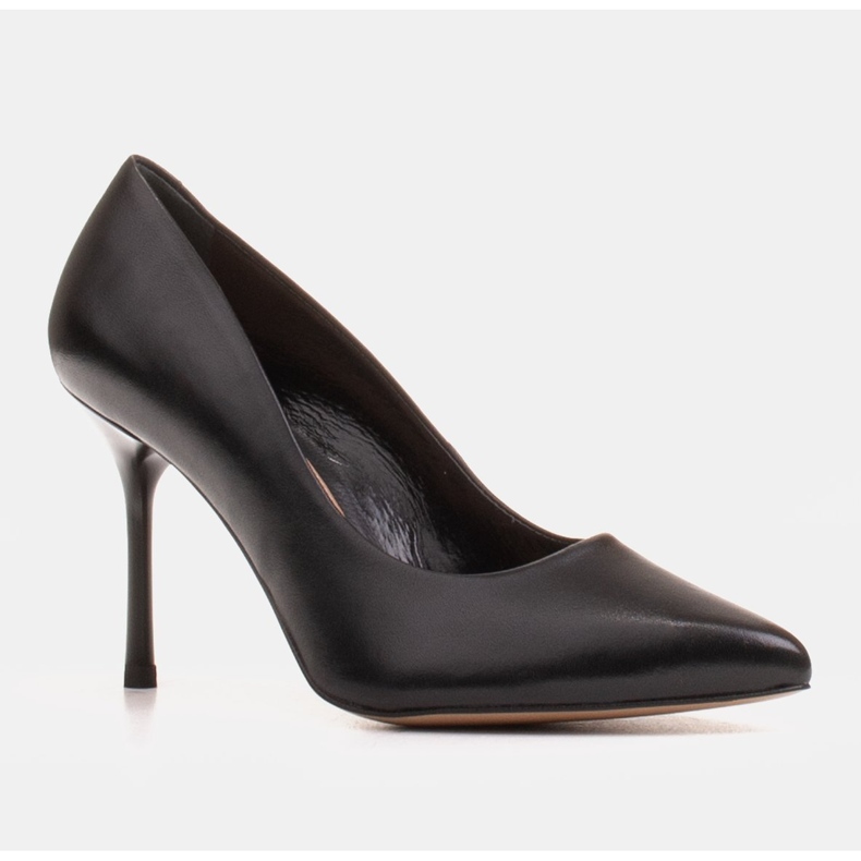 Marco Shoes Schwarze Stilettos aus weichem Narbenleder mit hohen Absätzen 1