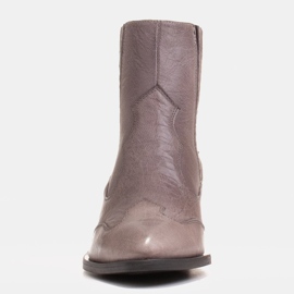 Marco Shoes Graue Retro Cowboystiefel mit zerknittertem Leder 1