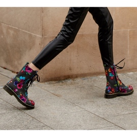 Marco Shoes Hohe Stiefeletten, Nubuklederstiefel mit Blumendruck grau 2