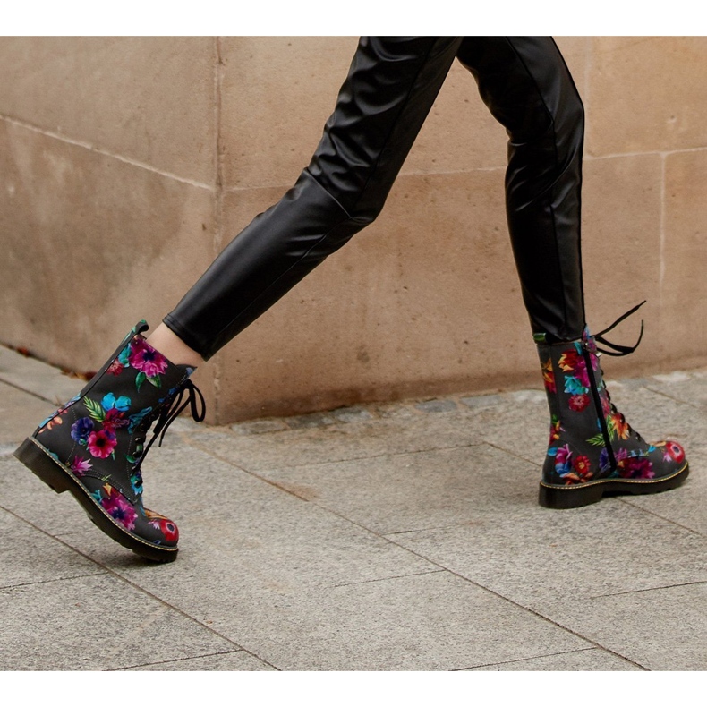 Marco Shoes Hohe Stiefeletten, Nubuklederstiefel mit Blumendruck grau 2