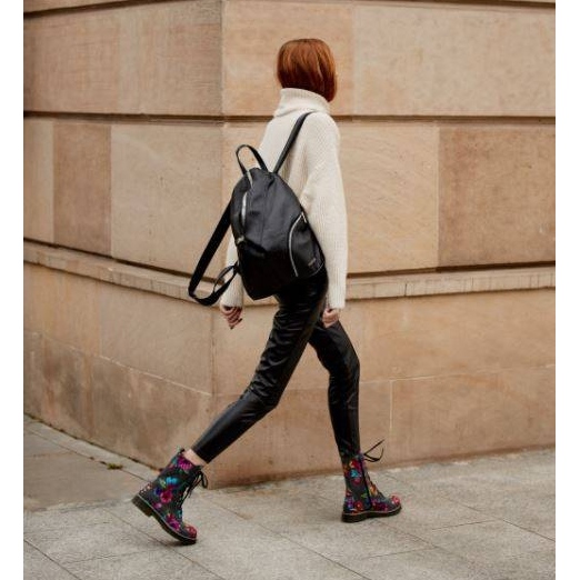 Marco Shoes Hohe Stiefeletten, Nubuklederstiefel mit Blumendruck grau 1