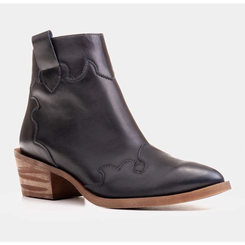 Marco Shoes Dunkelblaue Stiefel aus naturbelassenem Narbenleder 2