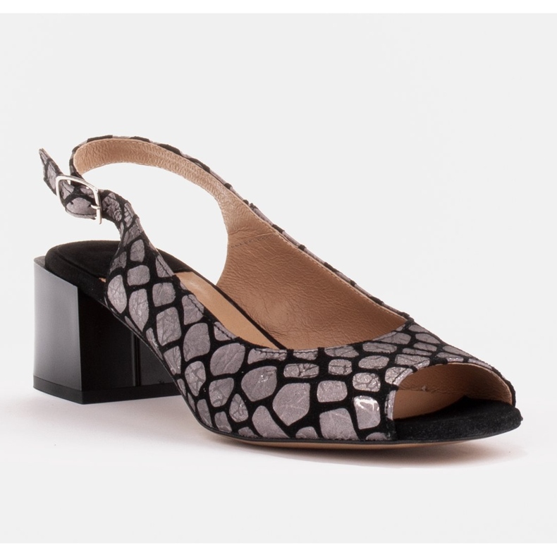 Marco Shoes Bequeme Damensandalen mit interessantem Leder schwarz silber- 1