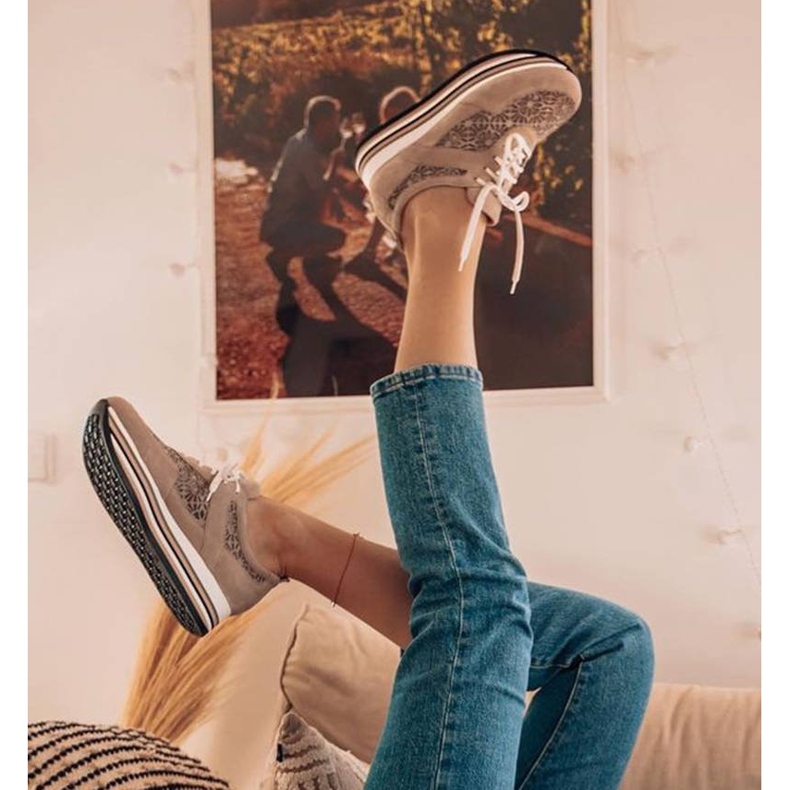 Marco Shoes Sneakers auf dicker Sohle mit atmungsaktivem Mesh beige 1