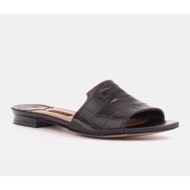 Marco Shoes Elegante schwarze Lederpantoffeln für Damen 1