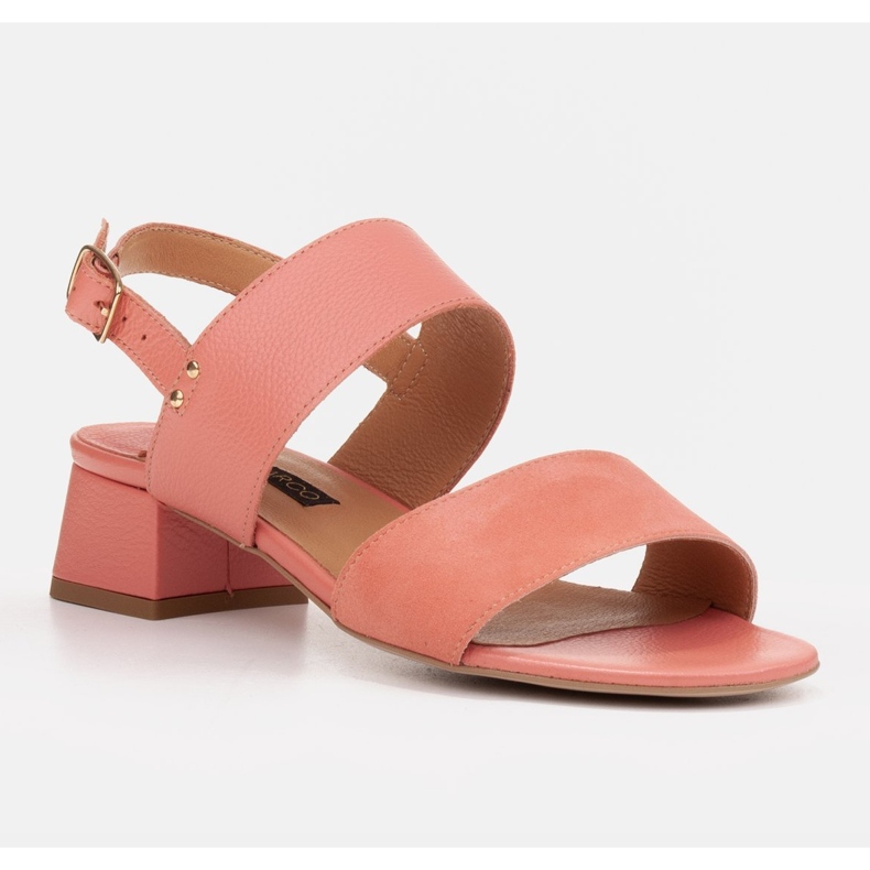 Marco Shoes Cinta Sandalen mit lederbeschichtetem Absatz rosa 1