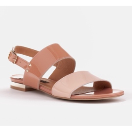 Marco Shoes Flache Sandalen mit Lack und Metallic-Absatz beige 1