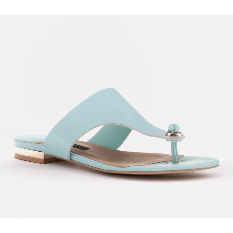 Marco Shoes Flache Flip-Flops in Mint-Farbe mit Metallic-Absatz grün 1