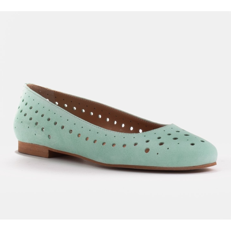 Marco Shoes Damenballerinas mit Perforation am Obermaterial grün 1