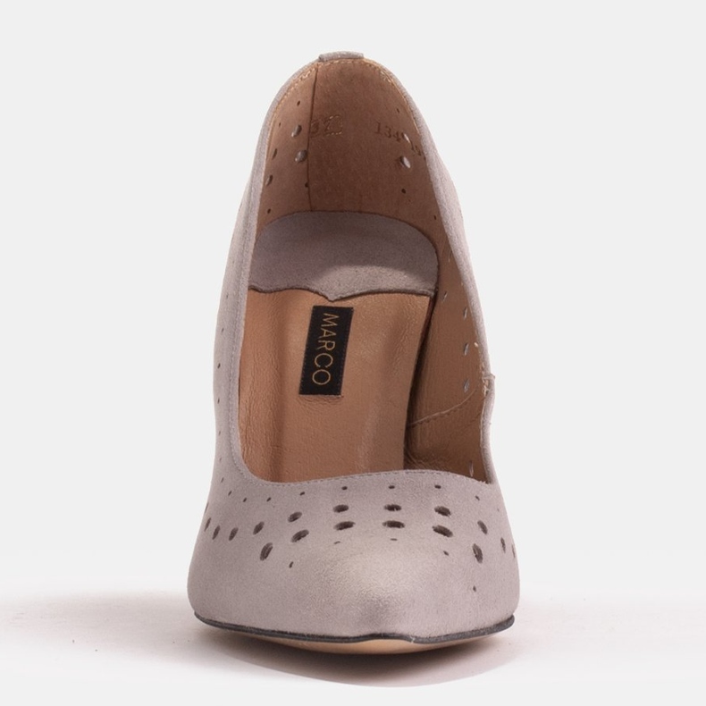 Marco Shoes Stilettos aus natürlichem Wildleder mit dekorativer Perforation grau 1