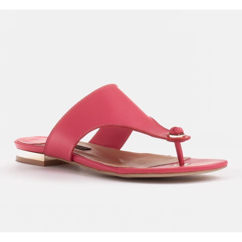 Marco Shoes Flache Flip-Flops aus Leder mit Metallic-Absatz rosa 1