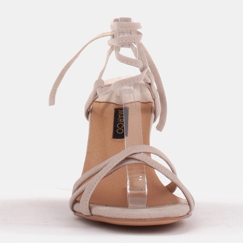 Marco Shoes Elegante Sandalen auf hohem Absatz mit gebundenem Riemen beige 2
