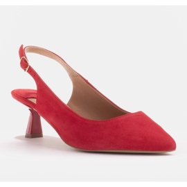 Marco Shoes Pumps aus zartem Wildleder mit Riemchen rot 1