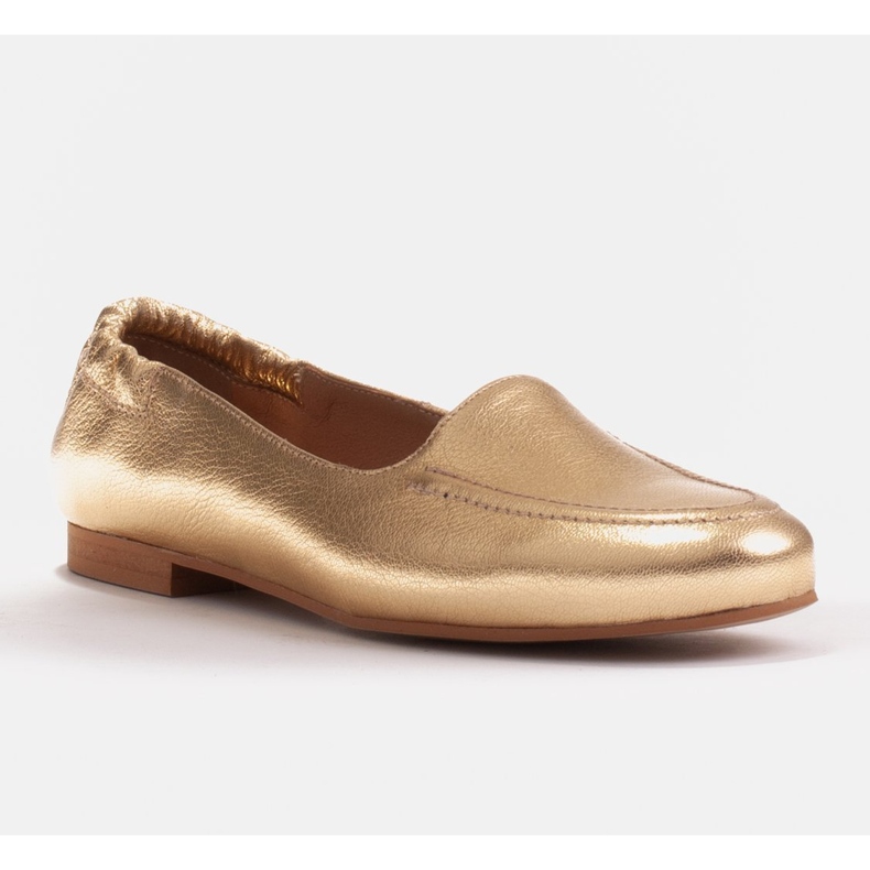 Marco Shoes Damenballerinas mit Gummizug im Obermaterial golden 1