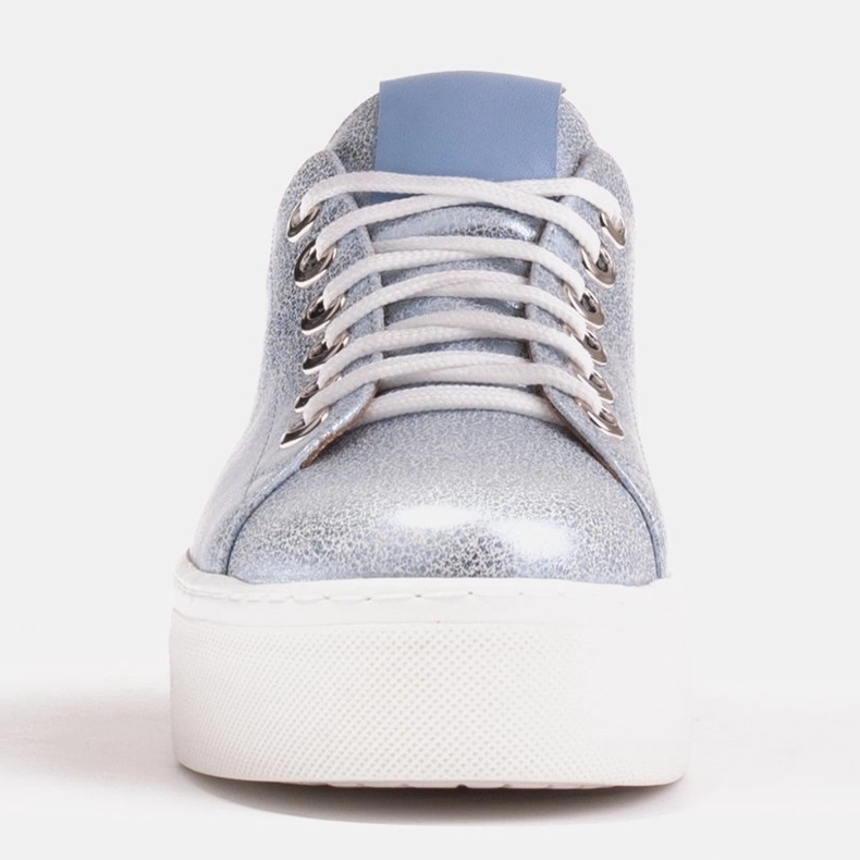 Marco Shoes Damen Sneaker aus echtem Leder auf dicker Sohle blau 2