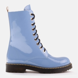 Marco Shoes Hohe Stiefeletten, Stiefel auf einer durchscheinenden Sohle gebunden blau 1