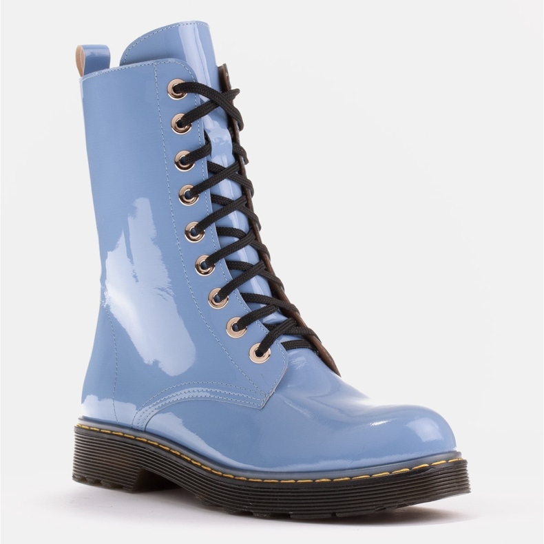 Marco Shoes Hohe Stiefeletten, Stiefel auf einer durchscheinenden Sohle gebunden blau 2