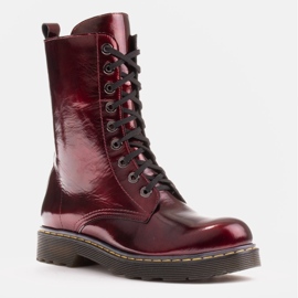 Marco Shoes Hohe Stiefeletten, Stiefel auf einer durchscheinenden Sohle gebunden rot 2