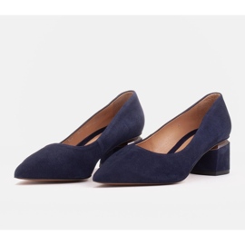 Marco Shoes Pumps aus naturbelassenem Wildleder mit silbernem Detail an der Ferse blau 2