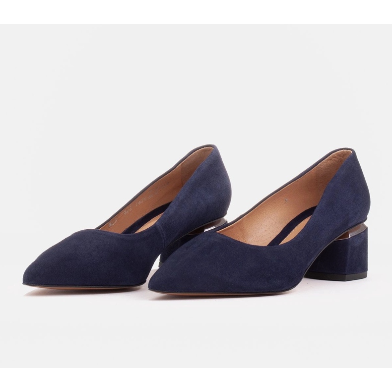 Marco Shoes Pumps aus naturbelassenem Wildleder mit silbernem Detail an der Ferse blau 2