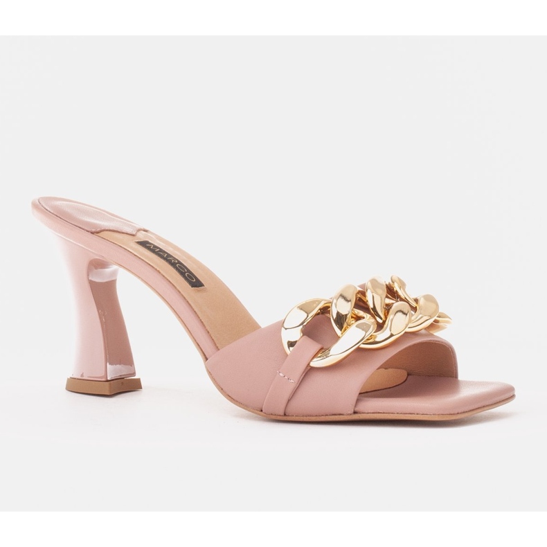 Marco Shoes Damen-Hausschuhe aus Leder mit dekorativer Kette rosa 1