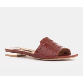 Marco Shoes Elegante Damenpantoffeln aus braunem Leder 1