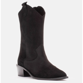 Marco Shoes Schwarze Cowboystiefel aus naturbelassenem Wildleder 1