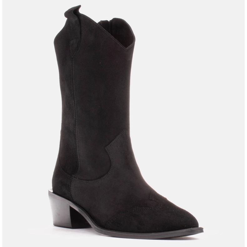 Marco Shoes Schwarze Cowboystiefel aus naturbelassenem Wildleder 1