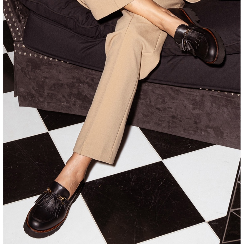 Marco Shoes Loafer mit goldener Kette auf leichter Sohle schwarz 1