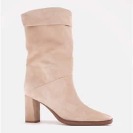 Marco Shoes Hochhackige Stiefeletten mit Umschlagkragen beige 1