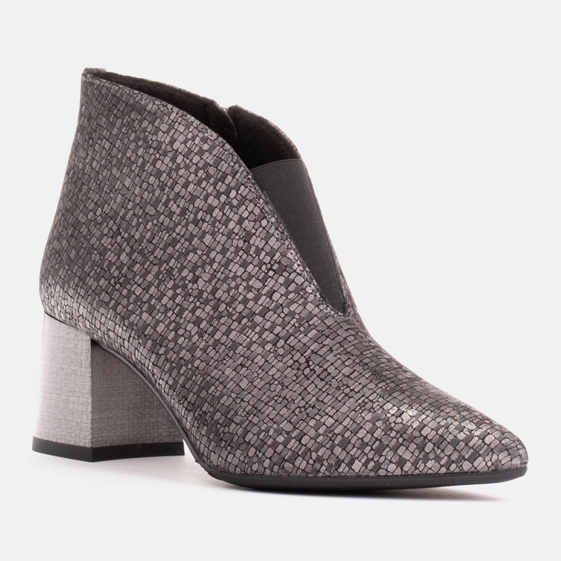 Marco Shoes Schmale silberne Lederstiefelette mit Gummi im Obermaterial grau 1