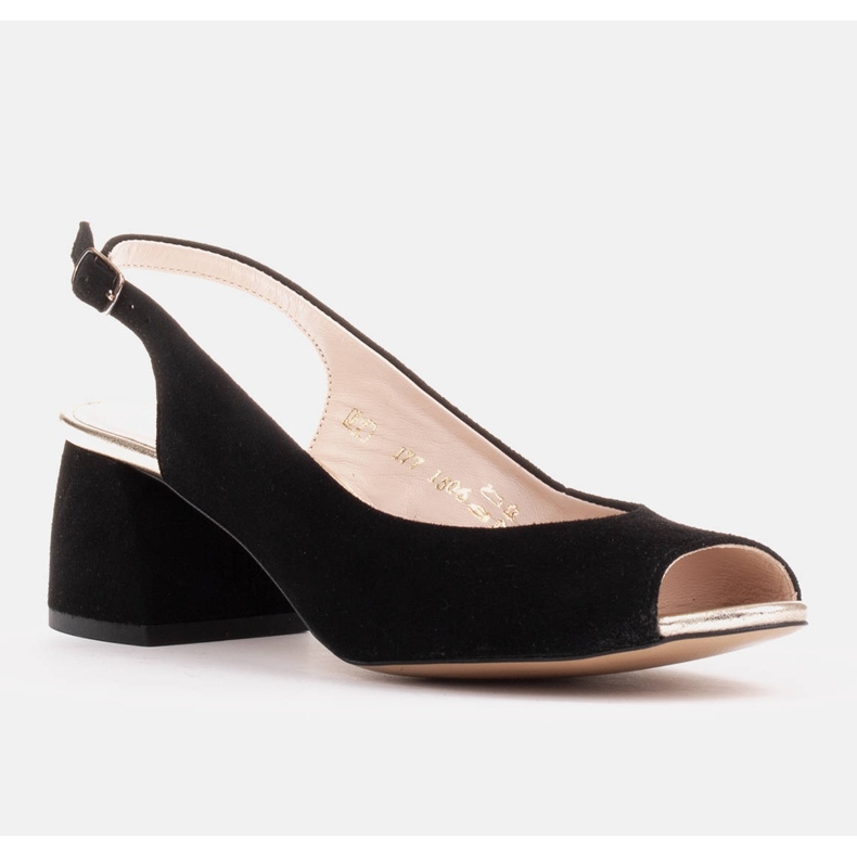 Marco Shoes Schwarze Wildledersandale mit stabilem Absatz 1