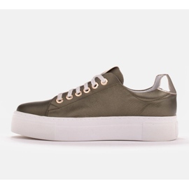 Marco Shoes Damen Sneaker aus echtem Leder auf dicker Sohle grün 2